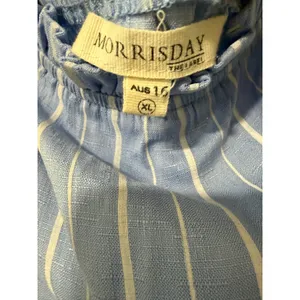 Morrisday The‎ Label Blue White Striped Tassel Tie Wrap Midi Dress XL AUS 16 thumbnail 4