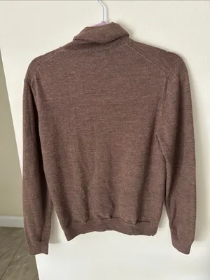 Lello Vtg brown turtleneck 100% wool base layer light sweater med thumbnail 13
