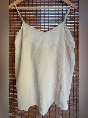 MABLE Anthropologie Ivory Tencel Tie Back Babydoll Cami Top Small thumbnail 2