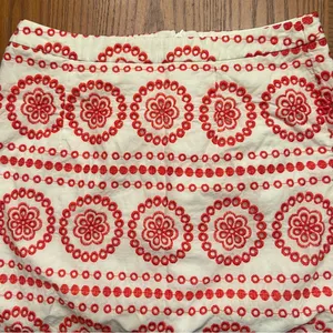 Boden Broderie Embroidered‎ Scalloped Lined Hem Midi Skirt Red White Size 2P thumbnail 12
