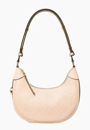Tory Burch T Monogram Debossed Leather Crescent Shoulder Bag-Blush Pink New $469 thumbnail 1