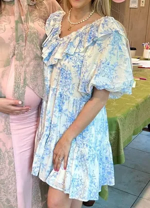 Floral Blue and White Dress thumbnail 6