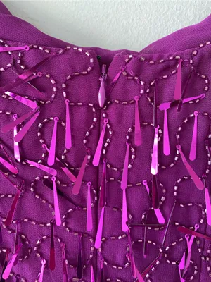 Liv foster party cocktail Fuchsia Sequin Fringe Slip Midi Dress thumbnail 2