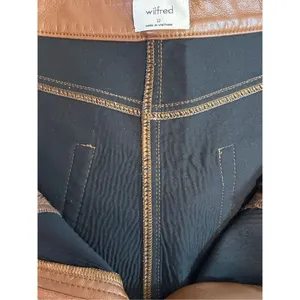 Wilfred Free Aritzia Vegan Leather Pants High Waist Straight Leg Brown‎ Trousers thumbnail 10