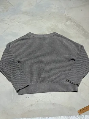 Abercrombie & fitch Cropped V-Neck knit Sweater grey taupe large thumbnail 9