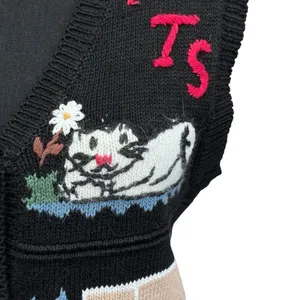 Vintage Cat Sweater Vest Capacity Women's Size Petite Medium ( MP‎ ) thumbnail 3