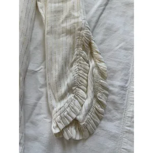Aerie Ivory Gold Metallic Pinstripe Boho Bell Sleeve Tunic Blouse‎ M thumbnail 4