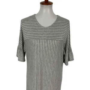 Anthropologie COA Small Gray Striped Short Sleeve Midi Dress thumbnail 3