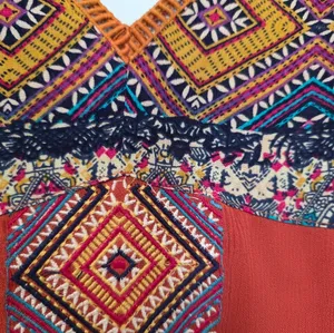 THML Embroidered Boho Mini Dress Size Large Red Orange Travel Anthropologie Vaca thumbnail 4