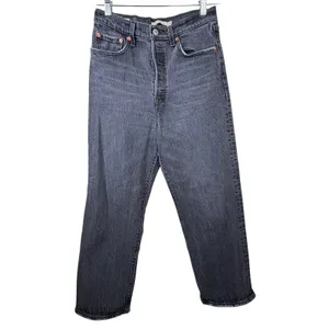Levi's Black Vintage Wash Ribcage Straight Highest High Rise Ankle Denim Jeans thumbnail 4