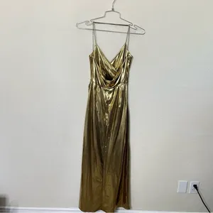 Meshki Hazel Liquid Gold Drape Maxi‎ Dress Women's Size S thumbnail 5
