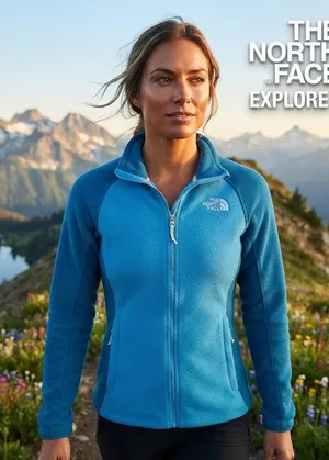 The North Face Med TKA 100 Full Zip Fleece Jacket Blue Women Two Tone Mock Neck thumbnail 1
