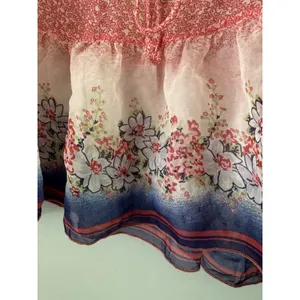 Arizona Jeans Sheer Mesh Floral Peplum Cami Top Size XL Red White Blue thumbnail 4