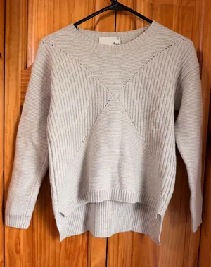 Wilfred Free Isabelli Sweater Aritzia Merino Wool Gray Ribbed Knit High Low XS thumbnail 1