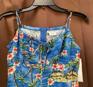 Mirrors Vintage Tropical print blue dress front tie NWT thumbnail 3