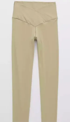 aerie Offline High Rise Real Me Crossover 7/8 Leggings in Beige - Small Short thumbnail 1