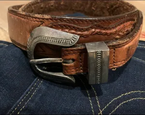 Vintage wester leather belt Brown Size M thumbnail 2