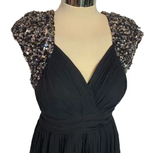 Scala silk sequined open back fit flare‎ dress thumbnail 3