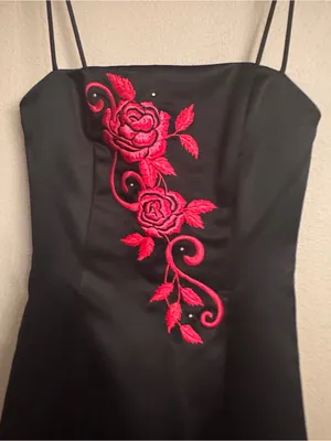 GUNNE‎ SAX | JESSICA MCCLINTOK Spaghetti-Strap Dress w/Pink Rose Embroidery Y2K thumbnail 2