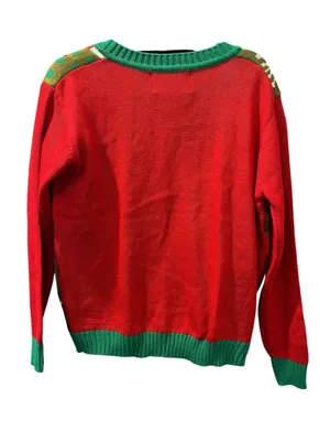 Elf Body Ugly Christmas Cardigan Sweater Women's Size XL Knit Holiday Peppermint thumbnail 2