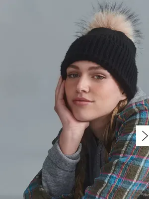 Anthropologie Pick-A-Pom Ribbed Beanie With Pom Ski Winter Hat thumbnail 2