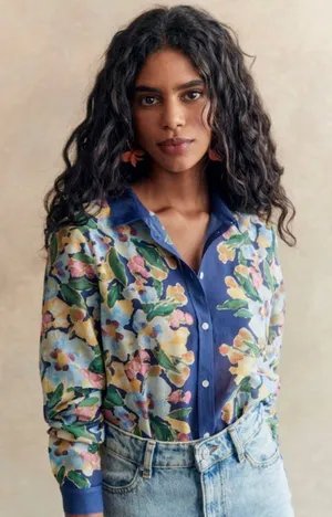 Sézane x Aimie Pierro NWT Shirt in Poetry Blue Floral Button Down Shirt 40 / 8 thumbnail 1