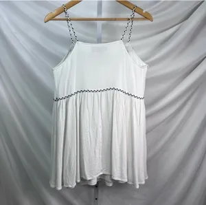 Lulu's White Mini Dress with Black Embroidered Trim sz M thumbnail 3