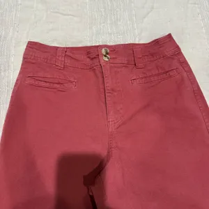 A New Day Womens 28x23 High Rise Wide Leg Cropped Pants Red Pink Size 8‎ Stretch thumbnail 3