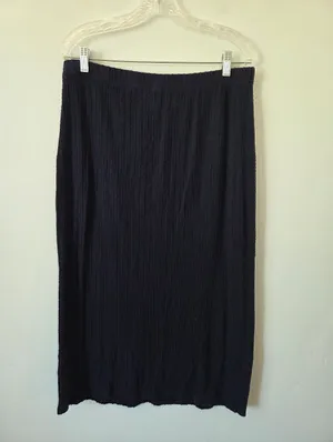 Navy Blue Knit Maxi Skirt Lightweight Stretchy Tropical Nautical Beachy 2XL thumbnail 5