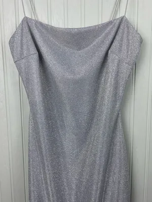 NEW Windsor Silver Glitter Sparkle Slip Dress with Cowl Neck Size Medium Fairy thumbnail 4