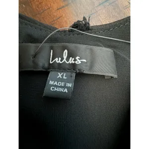 Lulu's Blouse XL‎ Cropped Black Clip Dot Balloon Sleeves Halter Babydoll #AA9-1 thumbnail 4