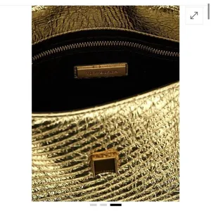 Tory Burch Kira Metallic Moto Quilt Small Convertible Shoulder Bag Gold New thumbnail 3