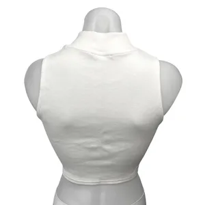 Zara White Ribbed Knit Turtleneck Half Zip Sleeveless Sweater Vest Top Size M thumbnail 2