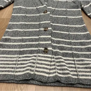 Banana Republic Wool/Cotton blend Gray Striped Cardigan S thumbnail 7