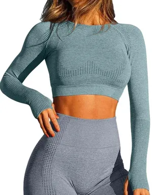 Workout Long Sleeve Crop Top Blue Size M thumbnail 2