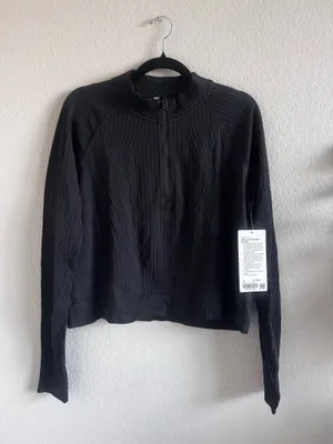 Lululemon Rest Less Cropped Half Zip 14 Aerial Current Black / Black thumbnail 2