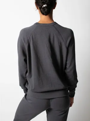 Leallo Women’s Charcoal Dune Solid Crewneck Black Size XS thumbnail 2