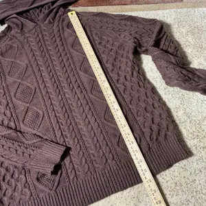 Edikted Cable Knit Pullover Hoodie Women Medium Brown Coquette Dark Academia thumbnail 2