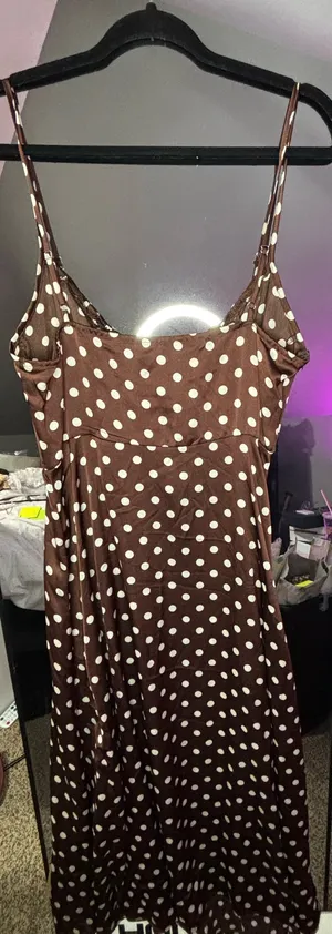 Brown and cream polka dot dress thumbnail 6