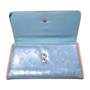 XOXO Vintage Y2K Light Blue Tri-Fold Wallet Debossed Heart Design thumbnail 3