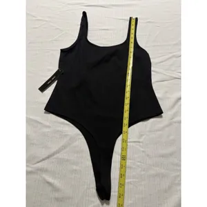 Moa Moa Womens Scoop Neck Sleeveless Thong Bodysuit Black‎ NWT Size L thumbnail 3