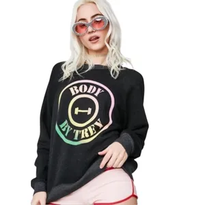 Wildfox Body By Trey Graphic Fleece Sweatshirt XS Charcoal Gray thumbnail 2