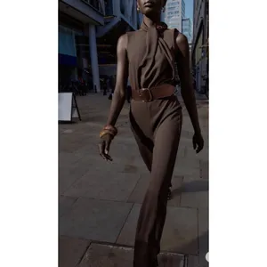 Zara Chocolate Brown Jumpsuit Belt Capsule City Quiet Luxury Runway thumbnail 12