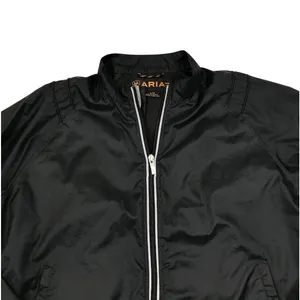 ARIAT Full Zip Packable Rain Jacket Women L Black Travel Timeles Everyday Sporty thumbnail 5