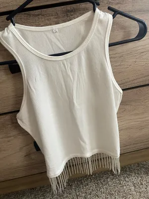 White Dangle Sparkle Crop Top thumbnail 1
