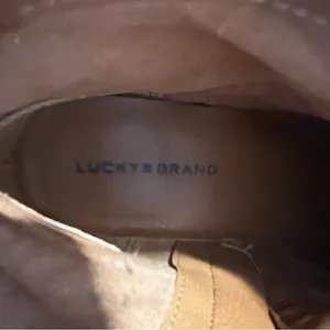 Lucky Brand Pedera Leather Ankle Boots Brown Stacked Heel Side Zip Bootie 7M thumbnail 6
