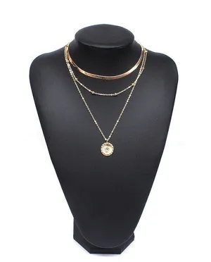 Trendy Gold Women 3-Three Layered Choker Necklace Fashion Jewelry - Party thumbnail 5