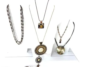 Bronze & Gold Multi-Style Pendant Necklace Set- 5 piece set thumbnail 1