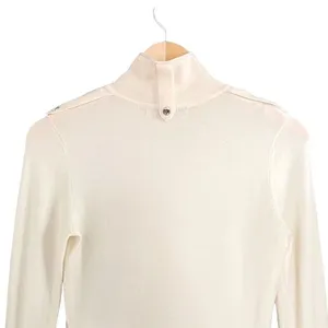 Karen Millen Wool Blend Sweater Dress Size 2 Cream Knit Bodycon Mock Neck Mini thumbnail 5