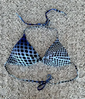 Amazon Blue and Black Polka Dot Ombre Bikini Top | Size Large thumbnail 1